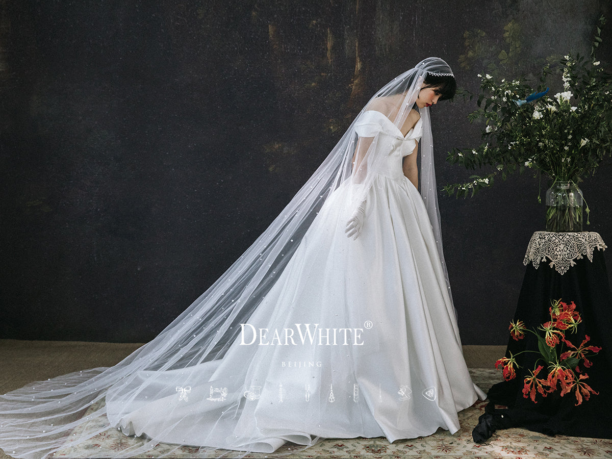 Early Spring 2023 Original one-shoulder wedding dress bridal satin- First Sight