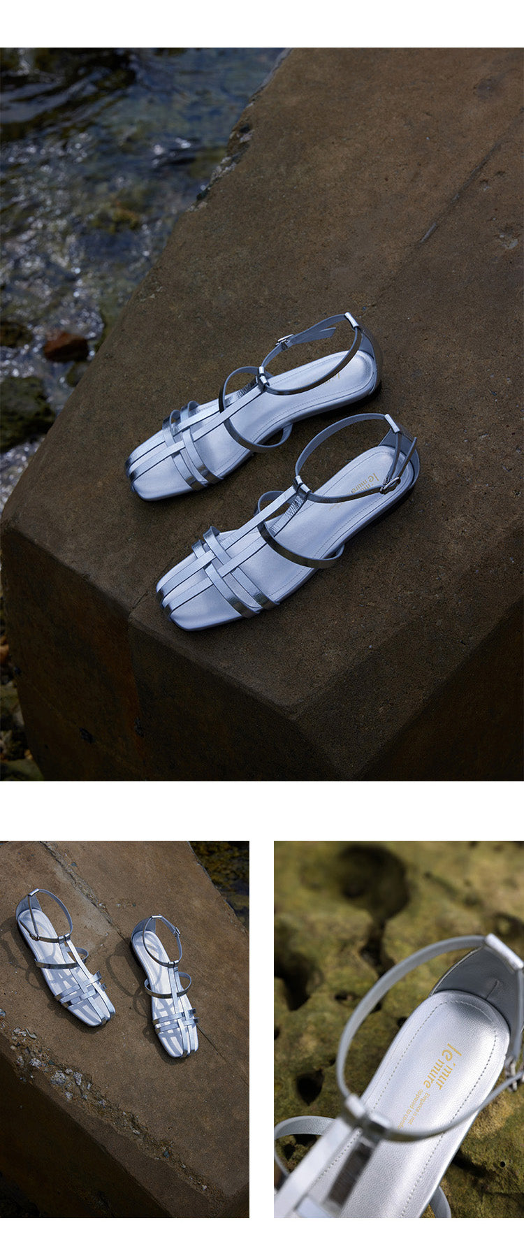 Murmure Bengal Water Dyed Calfskin Flat Sandals - Tjuo