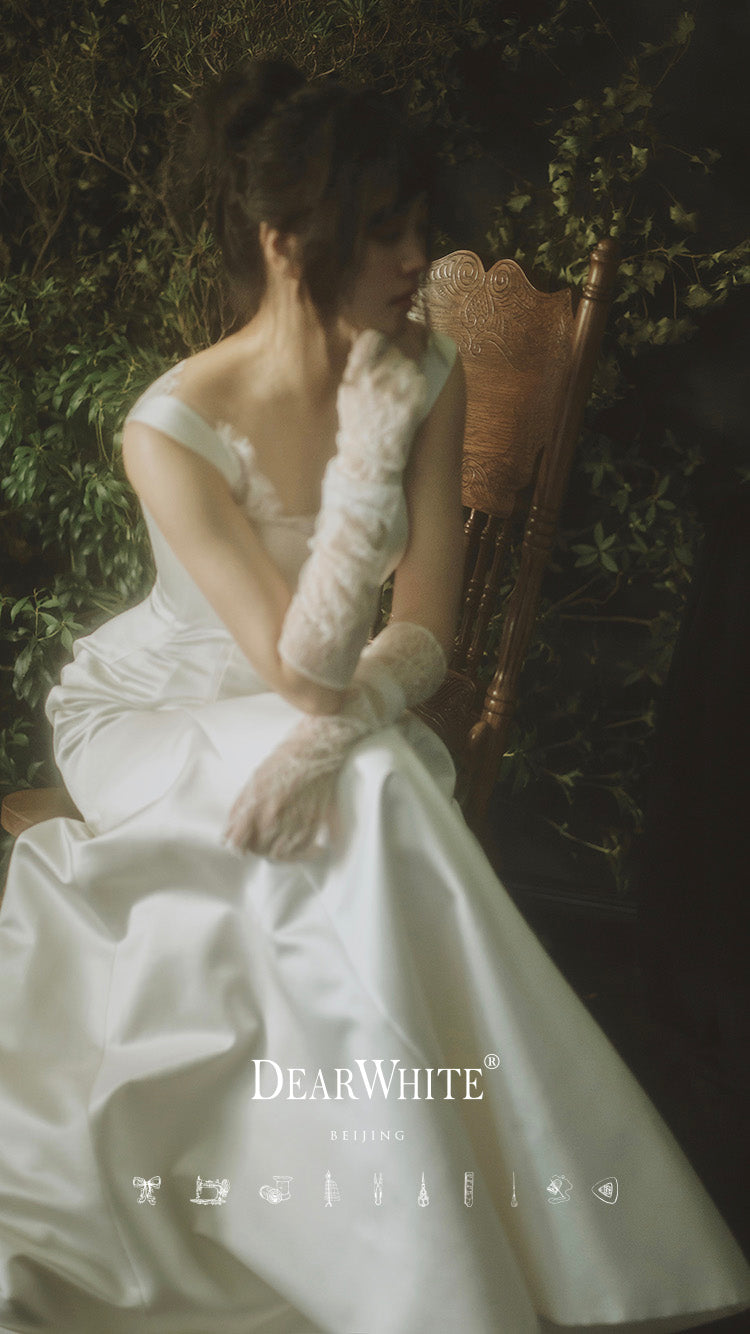 Early Spring 2023 Original Genuine Bridal Wedding Dress Wedding Lace Long Gloves- Shand Letter