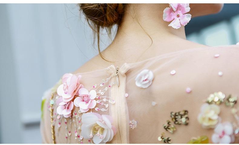 Sequin embellished fairy dress designer sexy mesh openwork wedding evening -Anselem