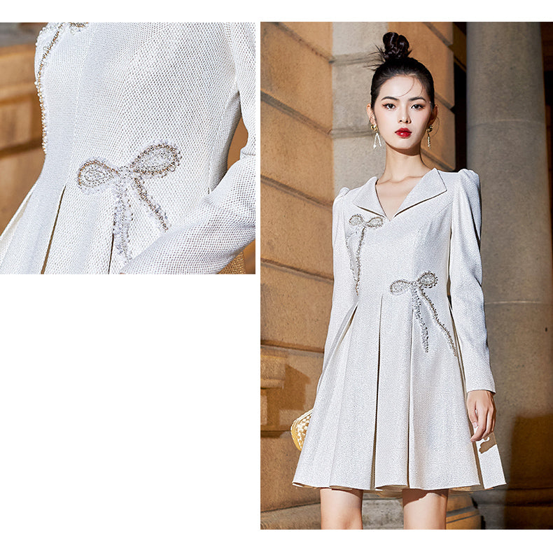 Beaded design with a contemporary fashion long sleeve dress- Chrisa