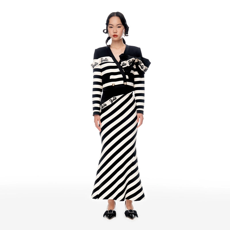 FAME black and white striped beaded skirt - Tuggi
