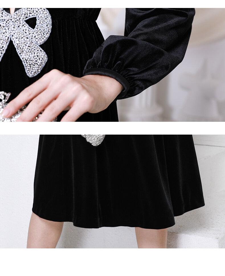 Elegant Sexy Fashion Handmade Bow Slim Princess Puff Dress cocktail lbd little black dress Dinner Party -Lucian