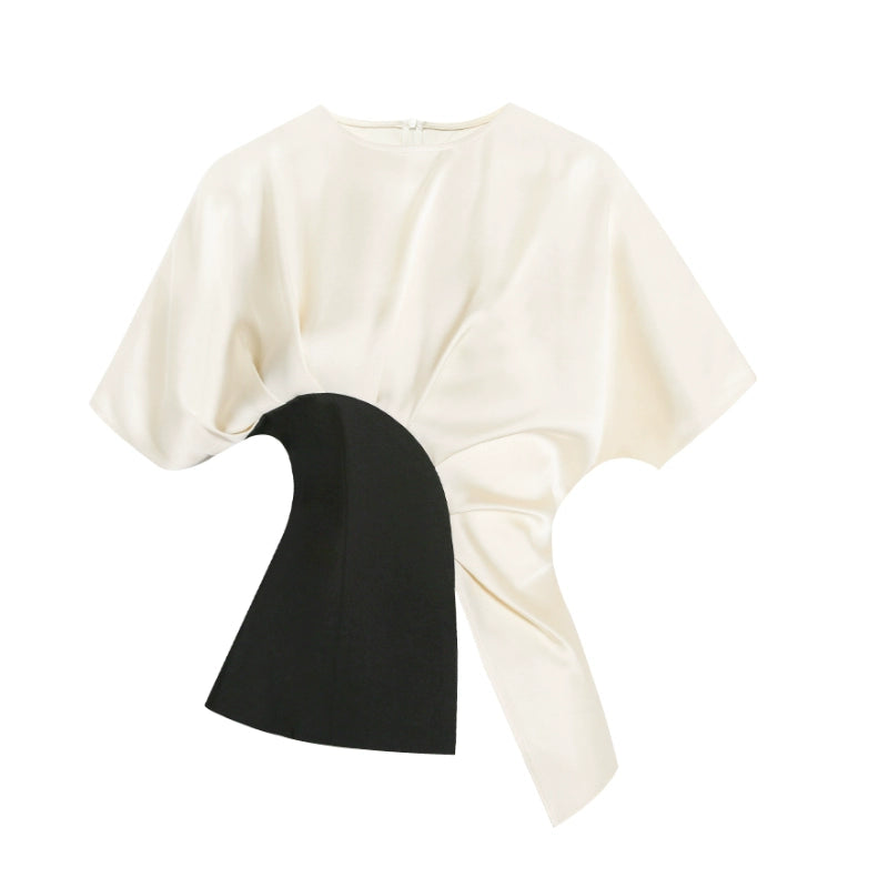 PURITY Classic geometric contrast satin top- Sicily