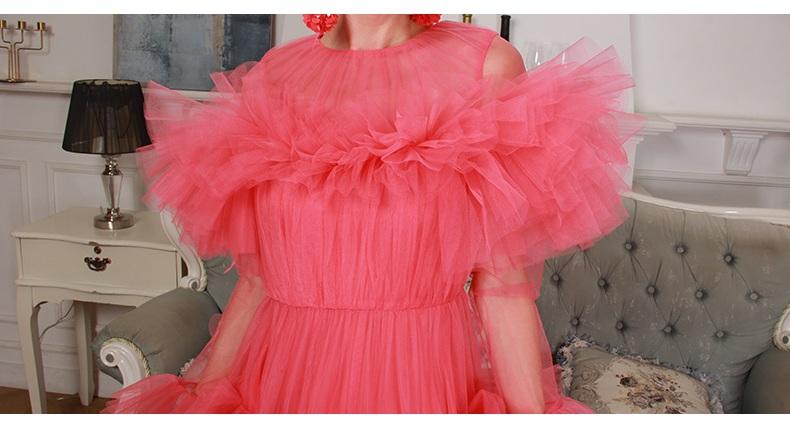 Limited edition one of a kind color gradient pleated tissue tulle ball gown evening layered wedding dress - Bisous