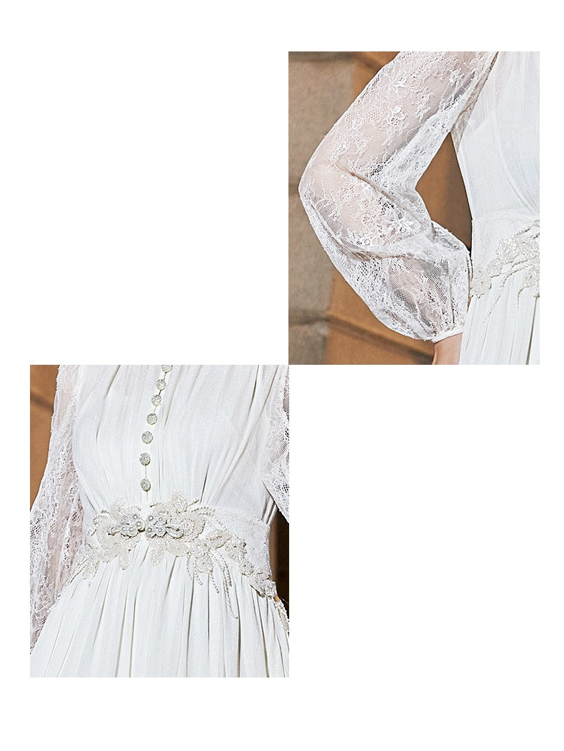 Elegant lace long sleeve midi dress- Gilan