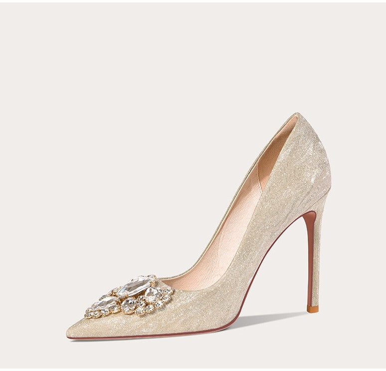 Lily wedding shoes bridal shoes champagne gold high heels- Thamara
