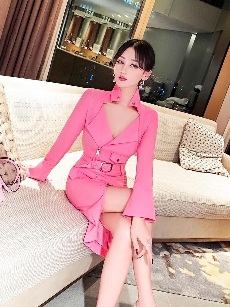 VJE Spring Pink Flared Sleeve Dress - Duiw. L / Pink VJE Spring Pink Flared Sleeve Dress - Duiw. L / Pink