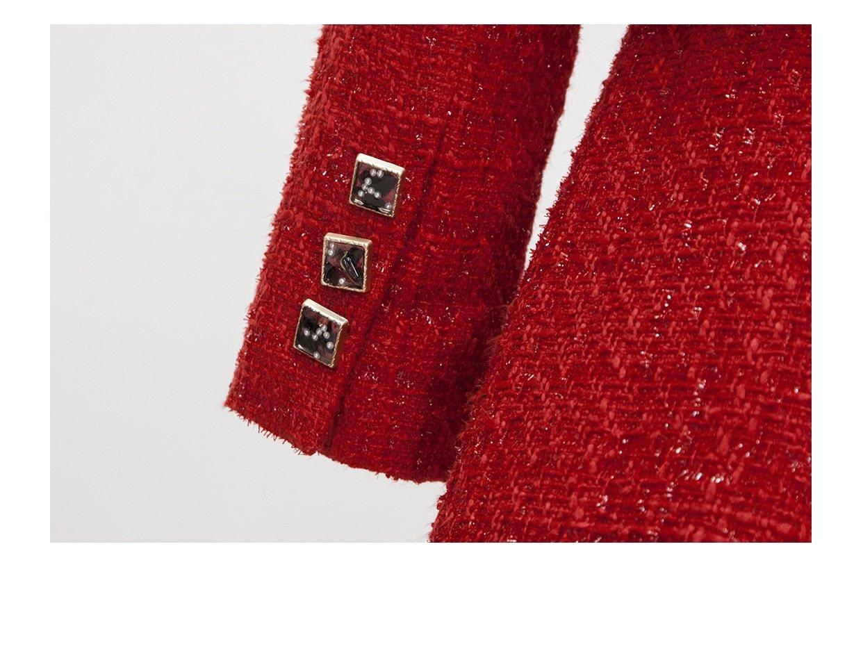 Red retro high-end tweed two-piece skirt suit- Tipa