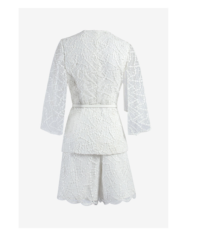 High end lace cocktail short wedding suit set - Barie