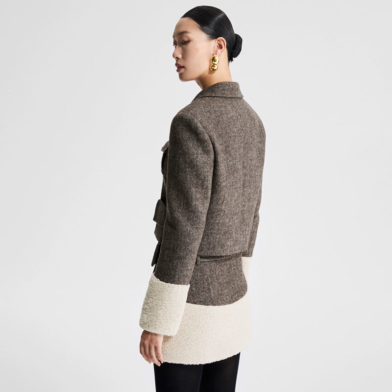 LEDIM W Tweed patchwork cropped jacket blazer - Hlom