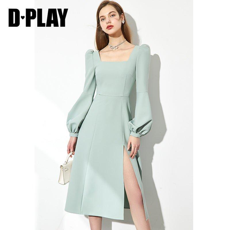 Spring French retro bubble lantern sleeve vintage puff sleeves dress Spring French retro bubble lantern sleeve vintage puff sleeves dress