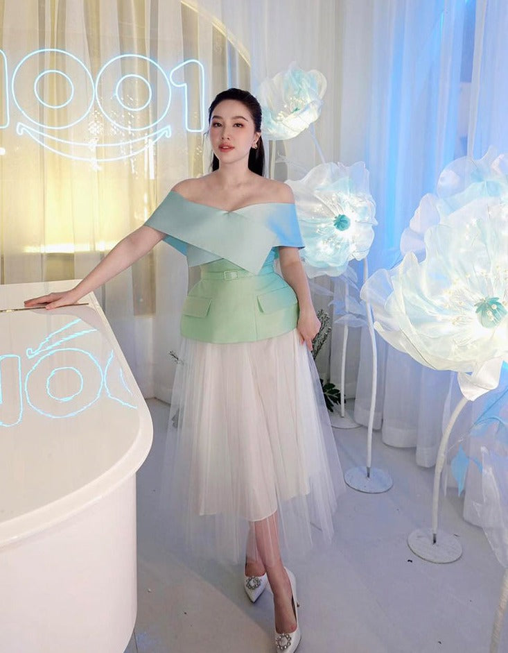 Early Spring 2023 new sleeveless gradient tube blouse suit set- Esperanca