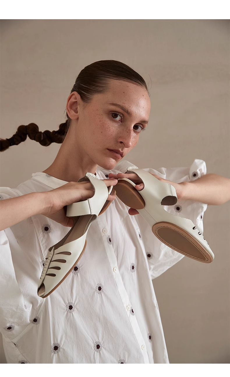 Hollow Summer Flat Roman Shoes Sandals Imported Leather - Rosalía