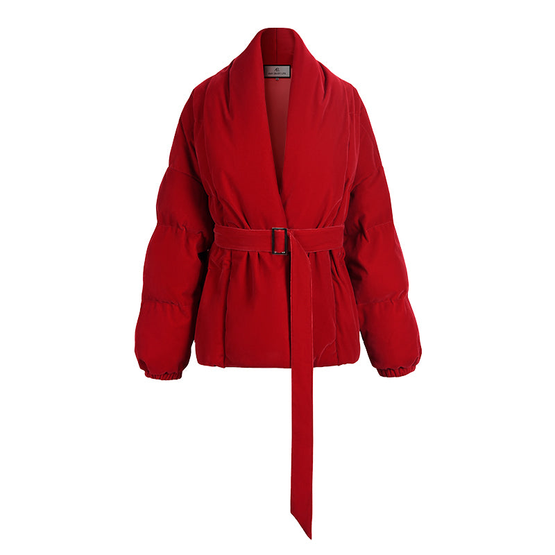 AELife custom autumn winter bright red down coat - Trea