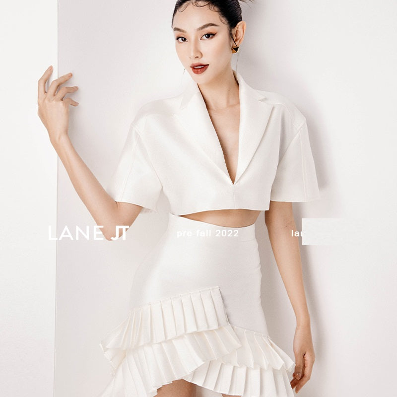 Black Autumn new solid color upper and lower suits suits waist suits- Cilia