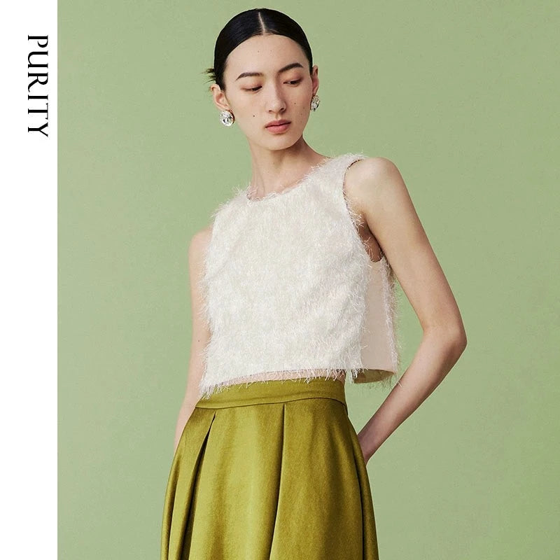 PURITY Luxury French fruit green bamboo satin skirt set- Aura