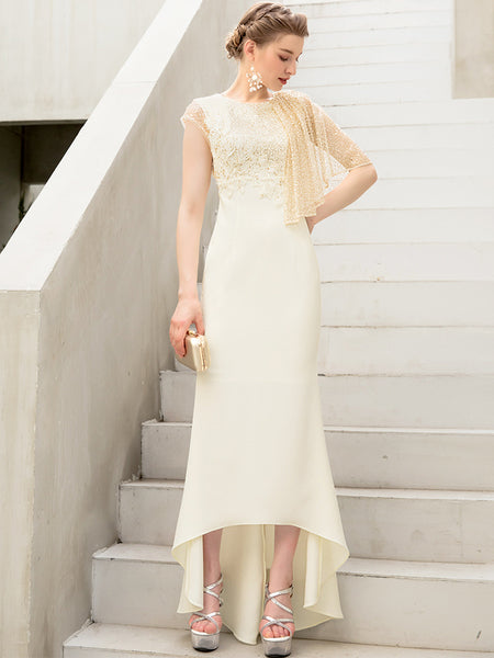 Spring banquet elegant fishtail long midi wedding dress