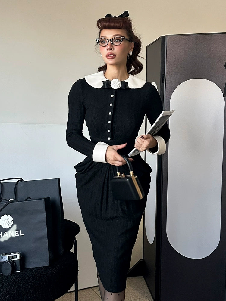 Le Palais Vintage Elegant Black and White Cardigan High Waist Pencil O – GOOD GIRL REBEL
