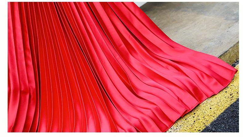 Piano Pleat Midi 1950's sleeveless elegant backless sexy pleated cocktail red midi dress- Florenci