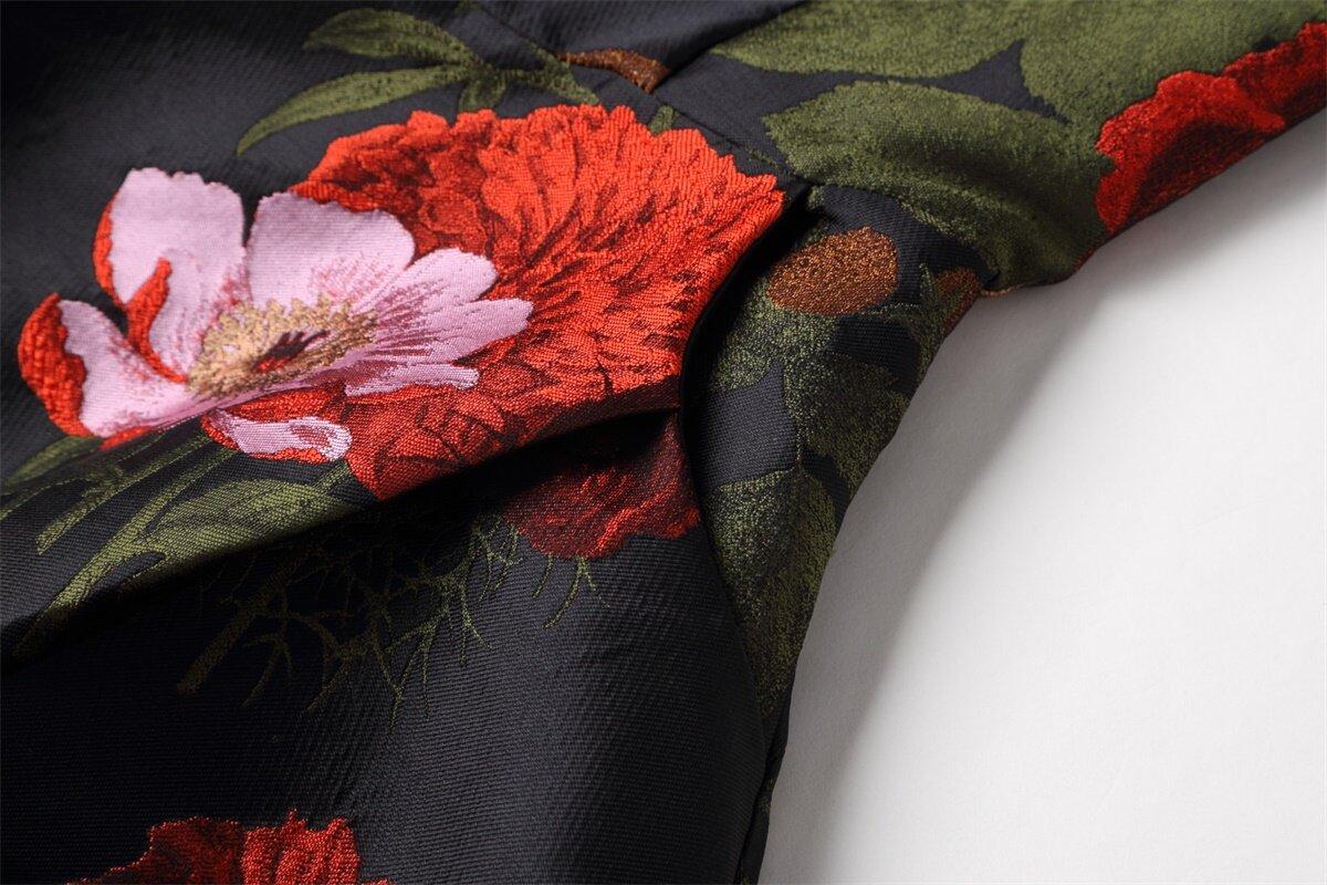 Spring retro 1950 black jacquard wedding guest audrey hepburn dress - Melo