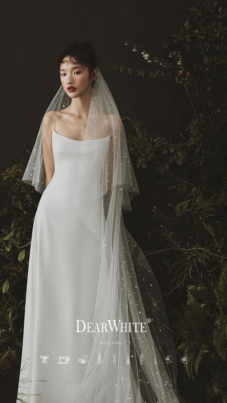 extra long wedding dresses Vera Long-Sleeve Crepe Gown