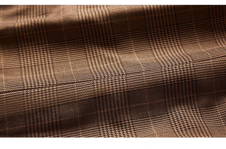 Elegant and stylish brown plaid pant + blazer suit two piece suit set - Amerie