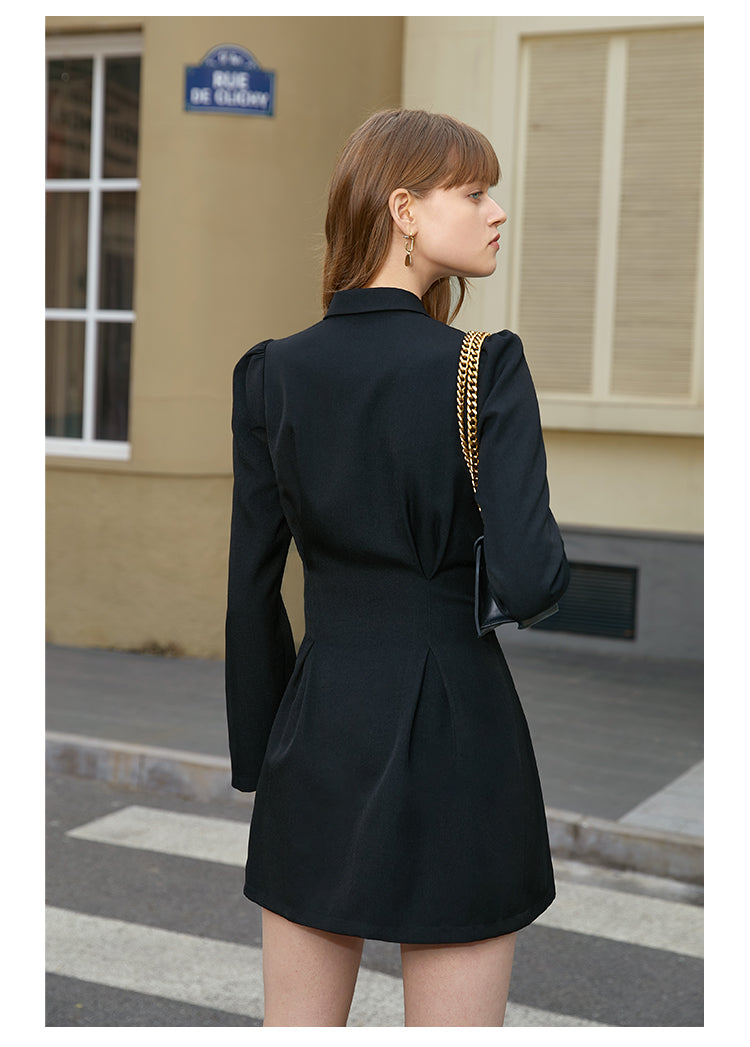 Longsleeve retro double-breasted dress- Perfecta