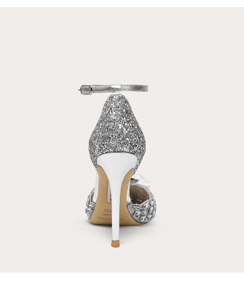 Lily Early 2023 Spring silver high-heeled shoes- May