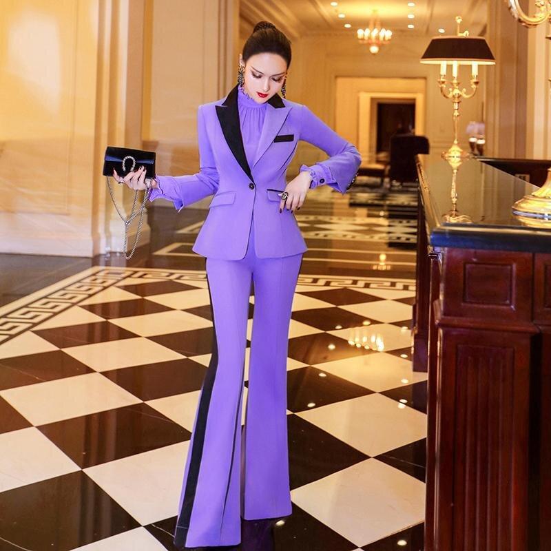Purple Professional Suit Jacket Micro-flared Pants - Ulia – GOOD GIRL REBEL
