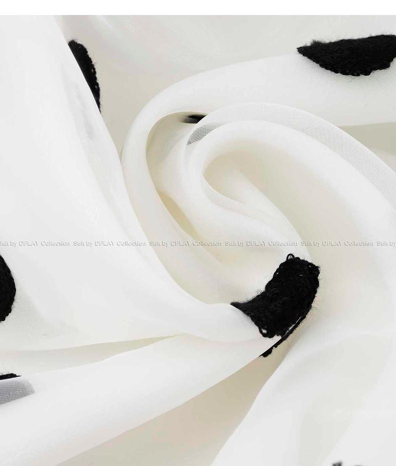 Classic black and white polka dot delicate embroidery non-print retro vintage skirt- Paran