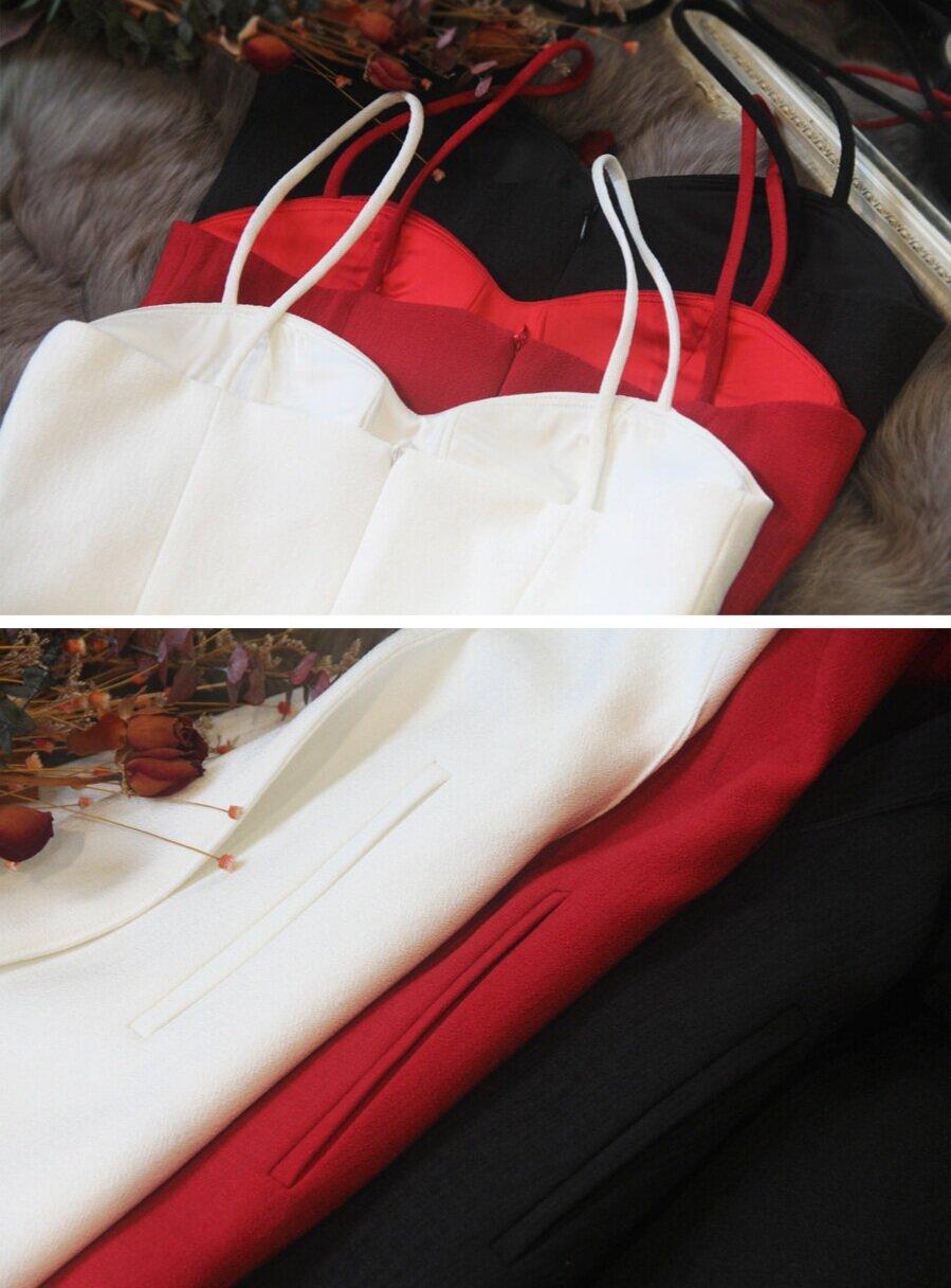 White structured cocoon cocktail lbd midi dress - Caro