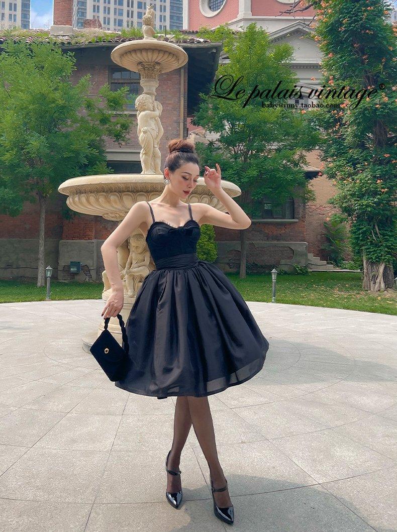 Elegant retro lace fishbone bustier black corset- Fances