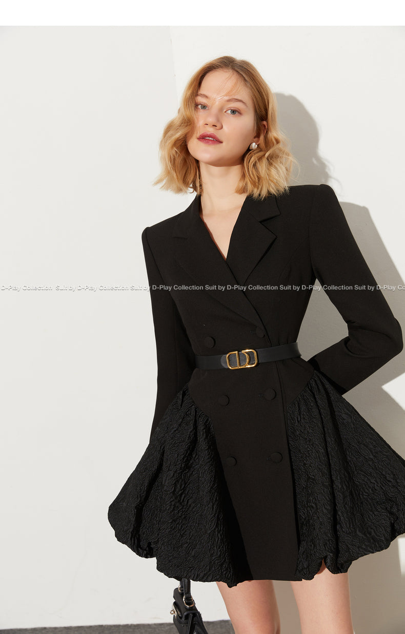 DPLAY spring black stitching tutu skirt hem suit dress - Rairo