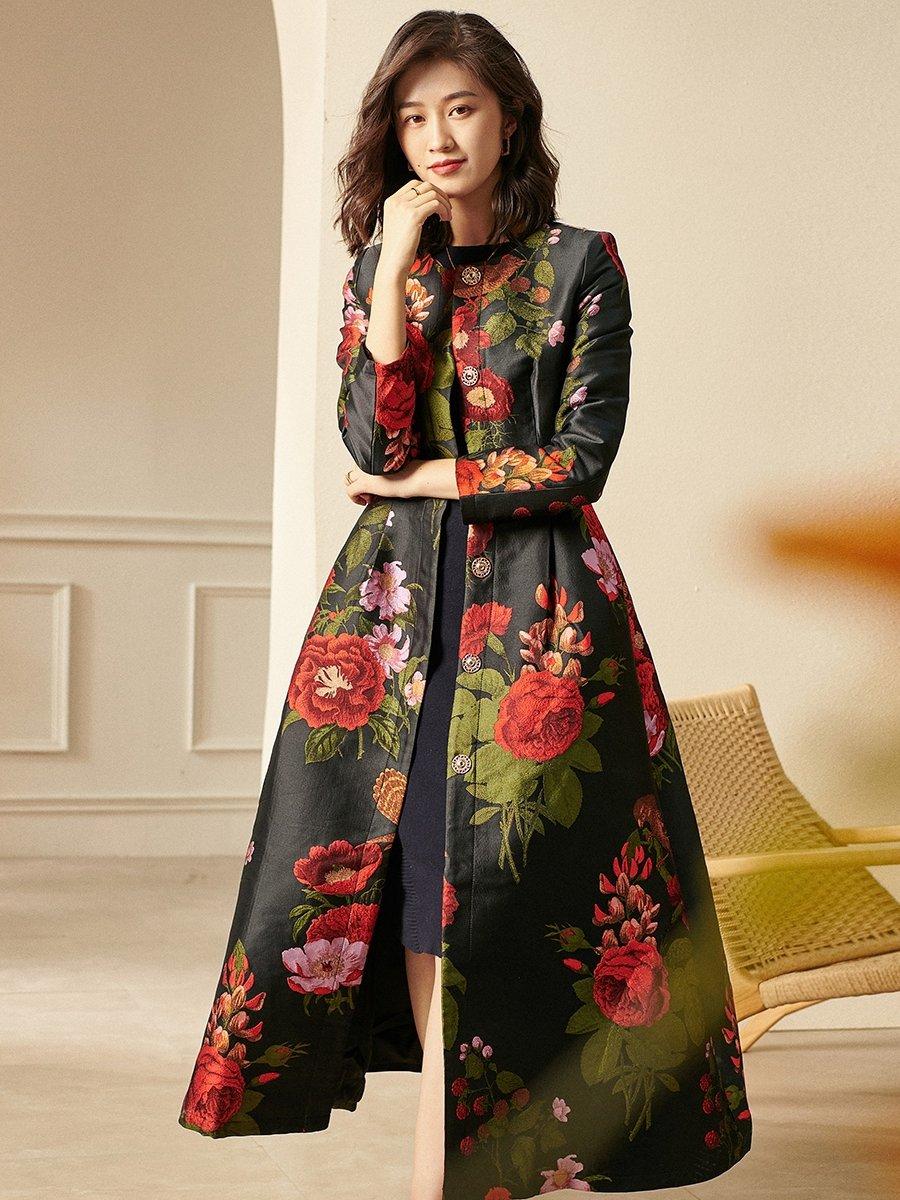 Limited Edition Luxury  Jacquard Print Windbreaker Coat jacket dress - Nightingale & Rose