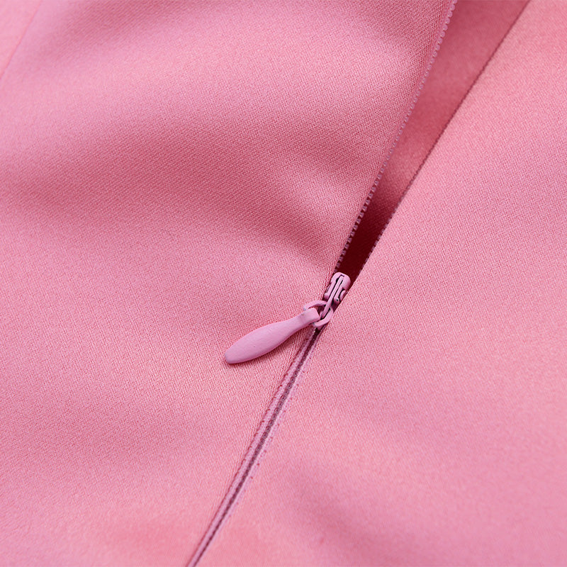 high-end Large bow nails diamond woven satin short dress - Anie