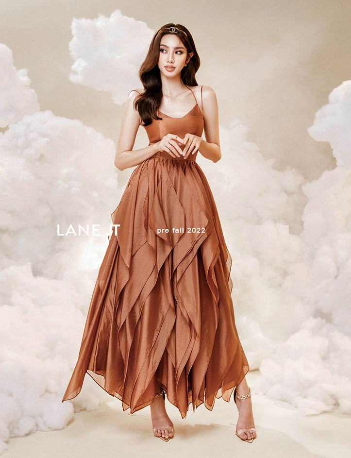 Autumn new suspenders waist solid color lotus leaf dress- Leonor GOOD GIRL REBEL Autumn new suspenders waist solid color lotus leaf dress- Leonor GOOD GIRL REBEL