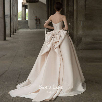 Early Spring 2023 Satin wedding dress new bride main retro high-quality texture- Kelly
