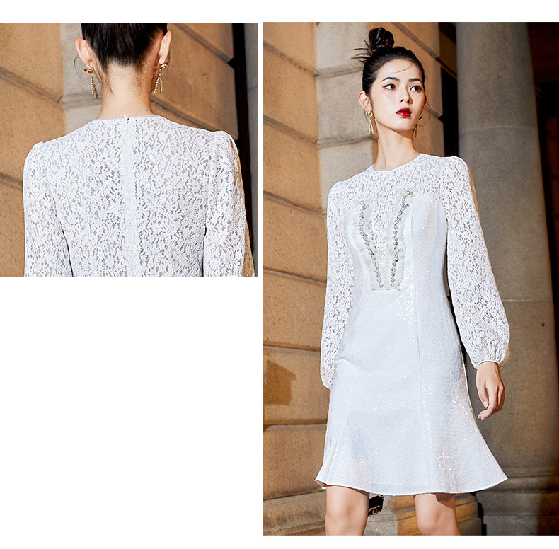 Elegant mermaid lace fishtail skirt dress- Erina