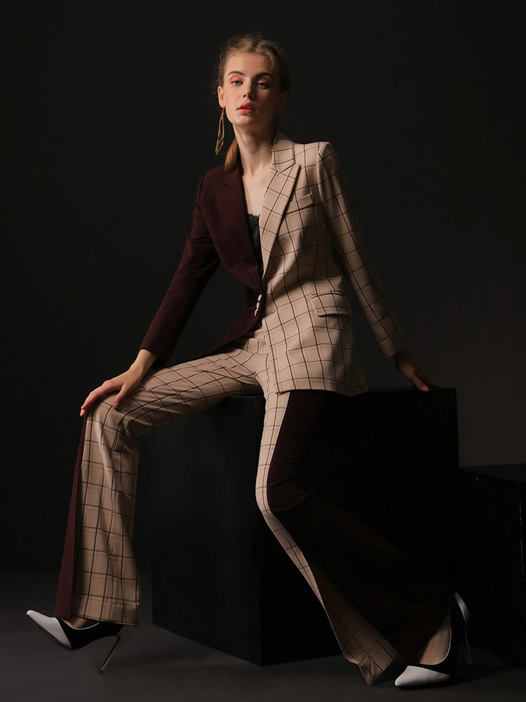 Spring and summer color contrast evening trousers suit - Meni