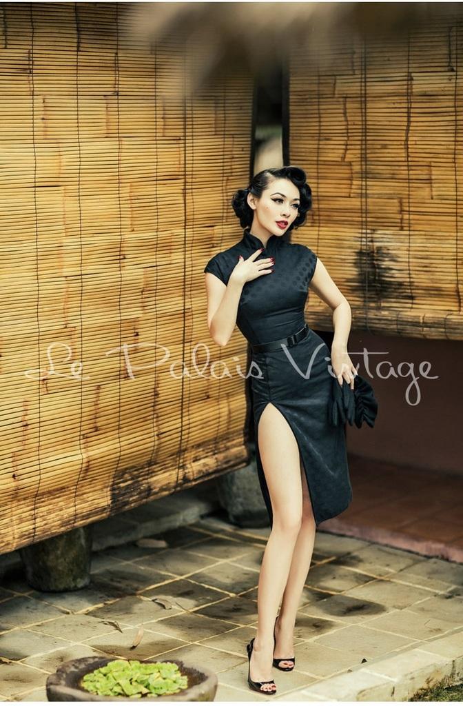 Le Palais vintage retro sexy slit jacquard pinup polka dress- Usera XS Le Palais vintage retro sexy slit jacquard pinup polka dress- Usera XS