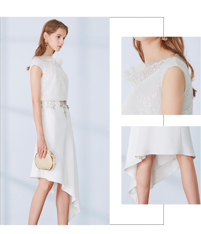 Luxury white sequin party dress dress -Isa