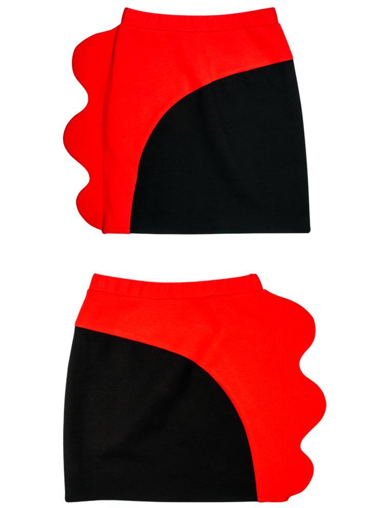 Red and black stretch skirt- Saya