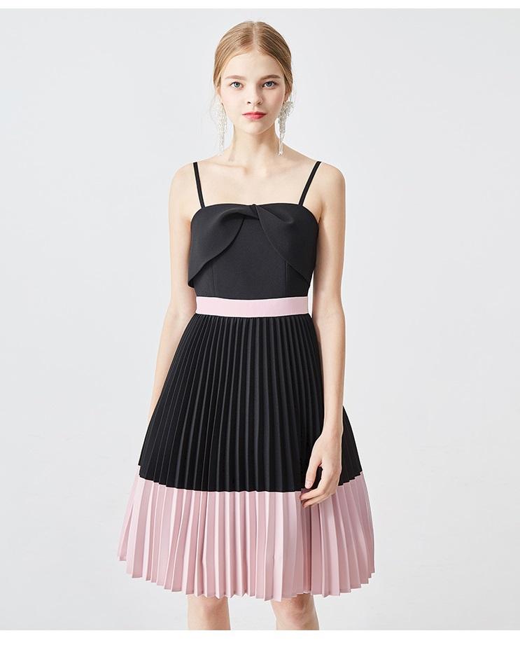 Luxury Color Block Pleated Cocktail Lbd Dress - Vania L Luxury Color Block Pleated Cocktail Lbd Dress - Vania L