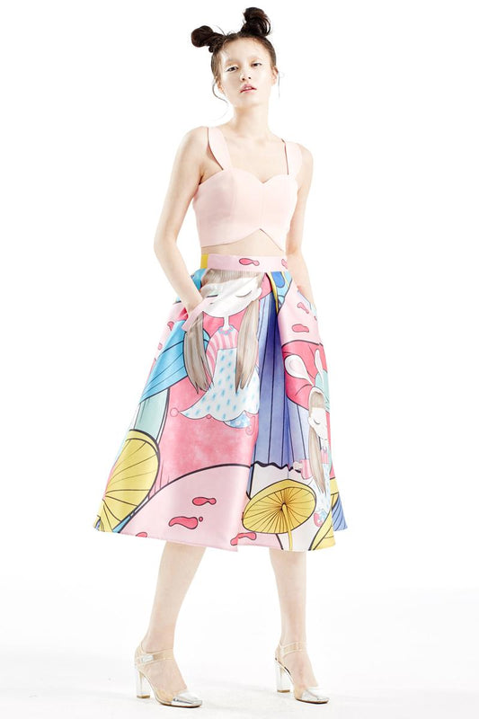 Series print full umbrella skirt- Sori