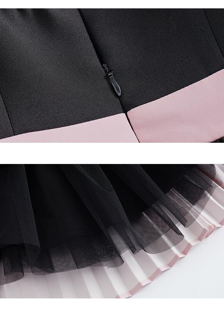 Luxury color block pleated cocktail lbd dress - Vania