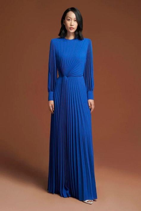 High end long sleeve pleated royal blue dress- Kari L High end long sleeve pleated royal blue dress- Kari L