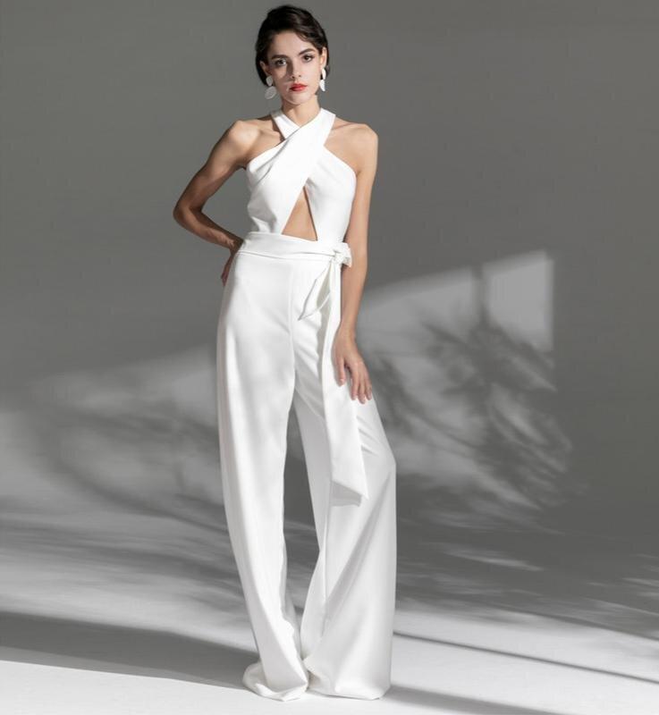GOUDIN Long cross halter neck Sexy Party cocktail jumpsuit - Morgana. M GOUDIN Long cross halter neck Sexy Party cocktail jumpsuit - Morgana. M