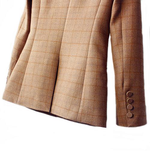 Vintage inspired plaid high fashion nude tan brown work cocktail blazer- Kiko