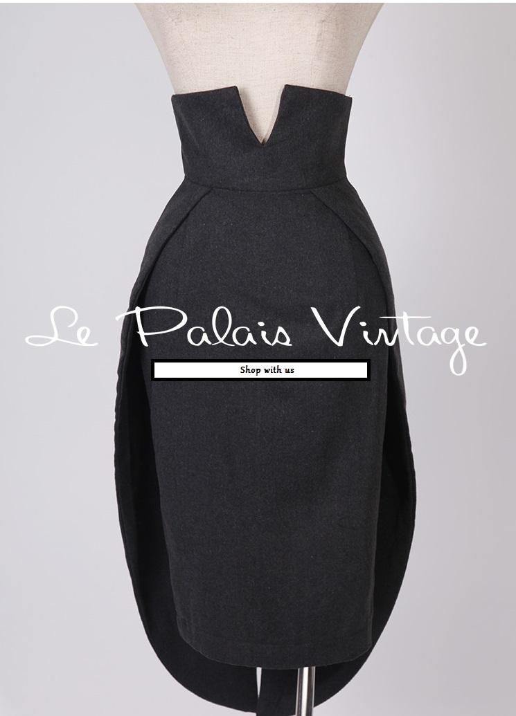 Le Palais vintage retro grey tail coat skirt- Diot